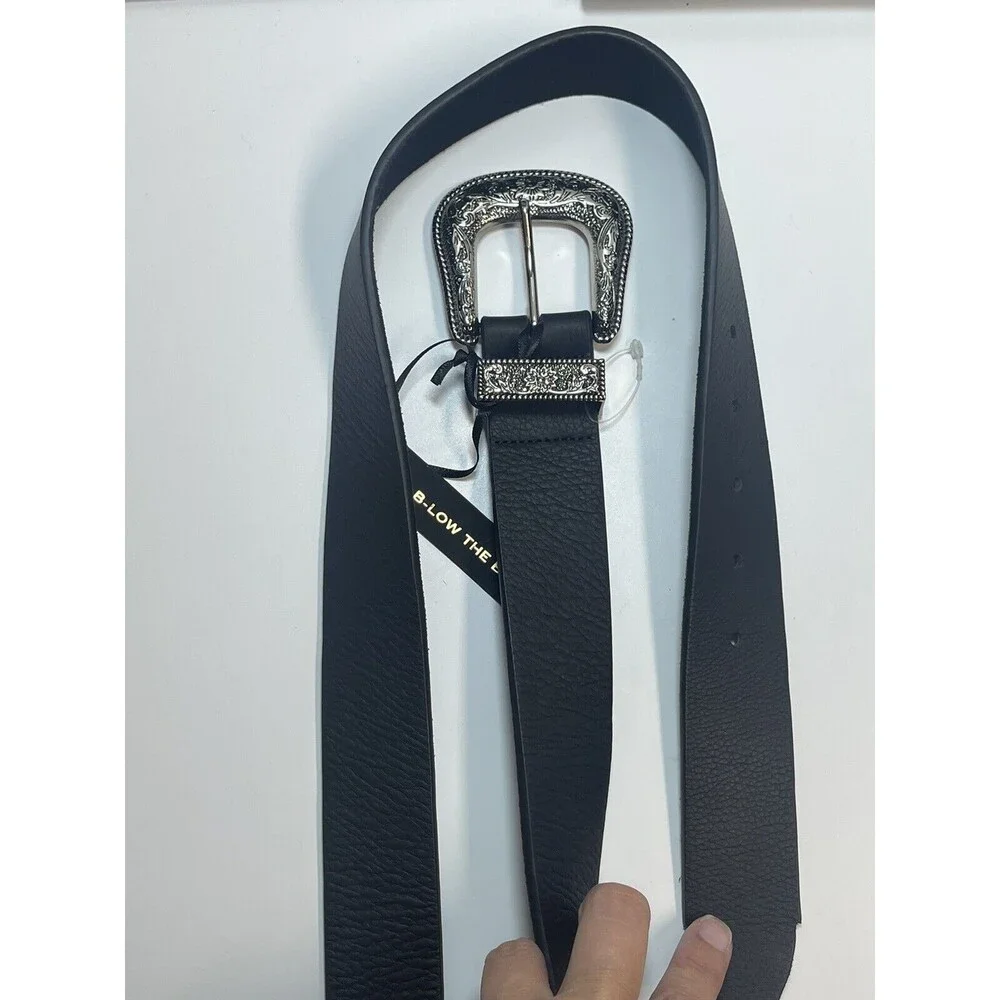 B-Low The Belt Black Leather Frank Belt Sz L New W/Missing Metal Point